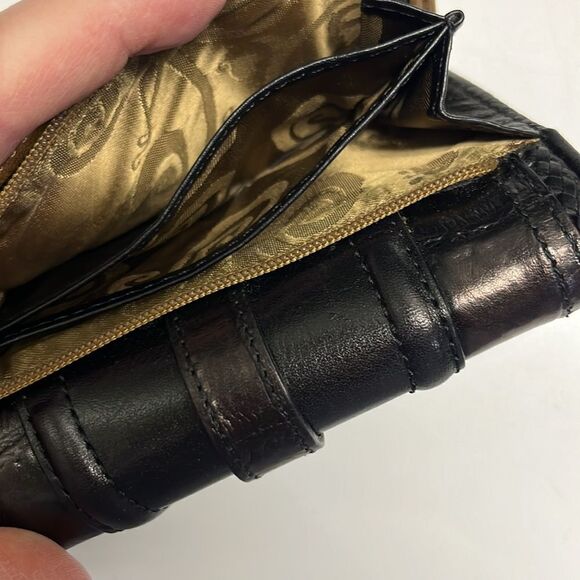 Brighton Tri-fold Brown Black Silver-Tone Magnetic Closure Various Compartments - Picture 4 of 16